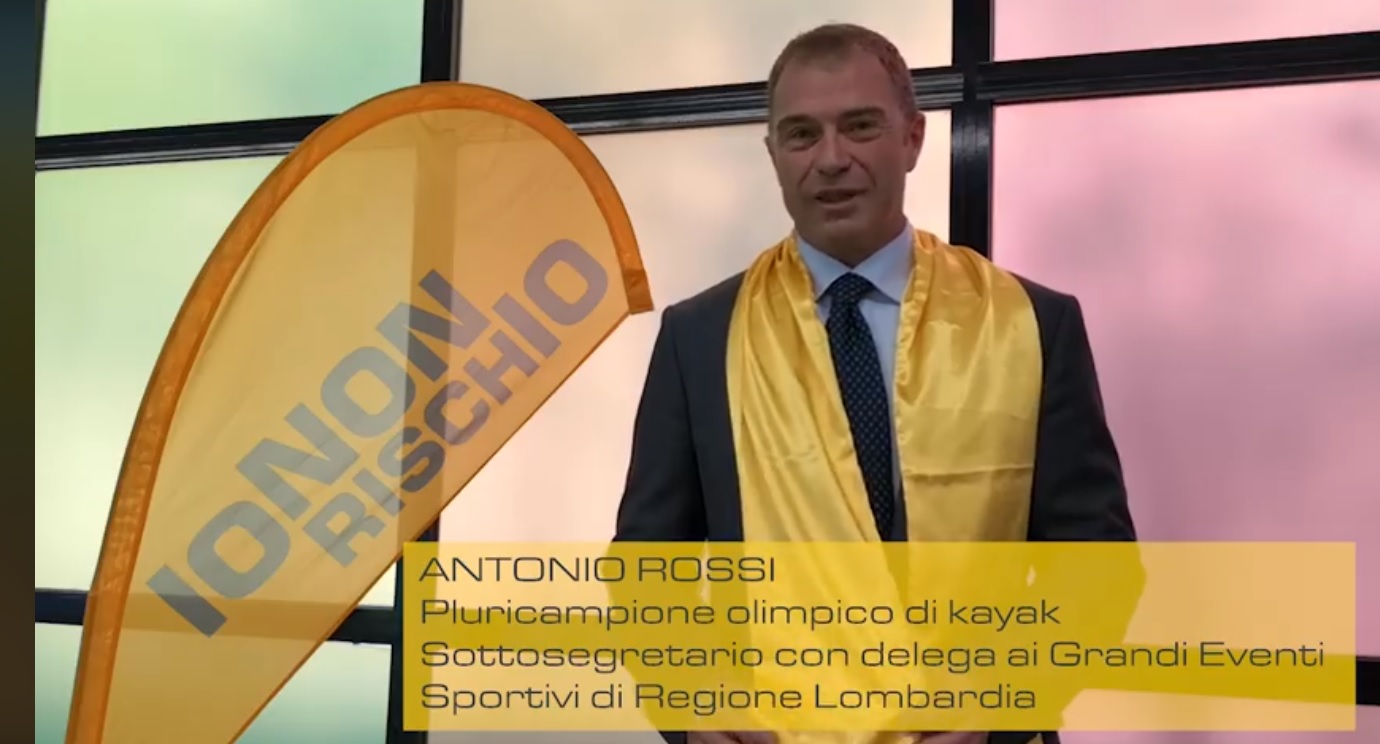 Campagna della Protezione Civile 'Io non rischio': Antonio Rossi nel videomessaggio di invito a partecipare all'iniziativa di Erba.