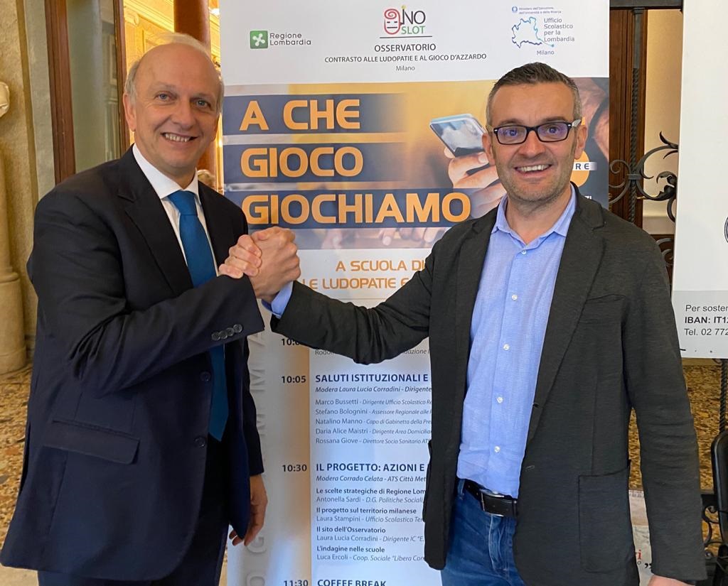 L'assessore regionale Stefano Bolognini con l'ex ministro dell'istruzione, dell'università e della ricerca Marco Bussetti, oggi dirigente dell’ufficio scolastico territoriale di Milano.